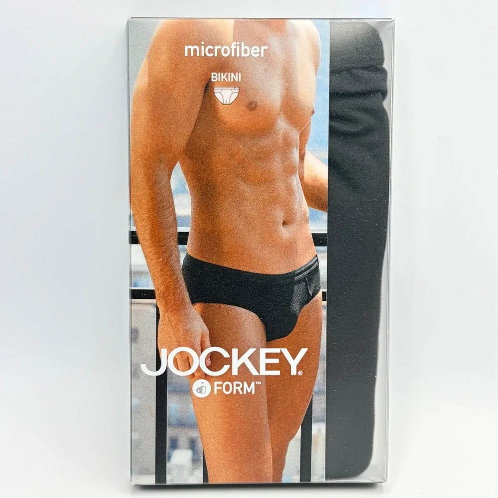 Vintage‎ 2004 USA Jockey Form Mens Microfiber Bikini Briefs Black XL Dead Stock